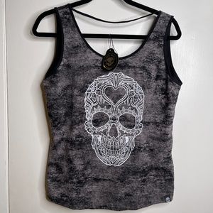 Black Skull Womens Medium Black Sugar Skull Tank Top